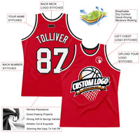 Custom Basketball Jersey - Red White-Black Authentic Throwback
