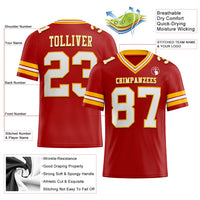 Custom Football Jersey - Red White-Gold Authentic