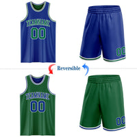 Custom Basketball Jersey - Royal Kelly Green-White Reversible Double Side Sublimation Set