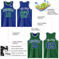 Custom Basketball Jersey - Royal Kelly Green-White Reversible Double Side Sublimation Set