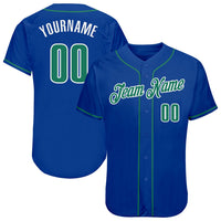 Custom Baseball Jersey - Royal Kelly Green-White Authentic