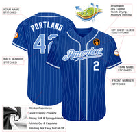 Custom Baseball Jersey - Royal Light Blue Pinstripe Light Blue-White Authentic