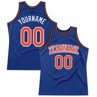Custom Basketball Jersey - Royal Orange-White Authentic Throwback