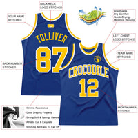 Custom Basketball Jersey - Royal Gold-White Authentic Throwback