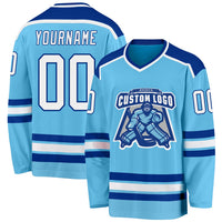 Custom Hockey Jersey - Sky Blue White-Royal