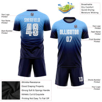 Custom Soccer Jersey - Light Blue White-Navy Sublimation Fade Fashion Uniform