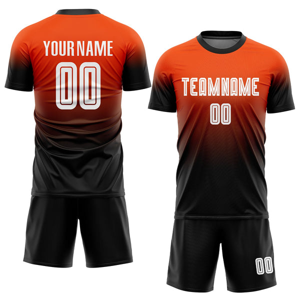 Custom Soccer Jersey - Orange White-Black Sublimation Fade Fashion Uniform