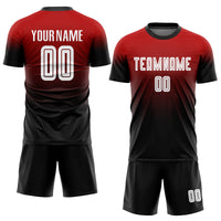 Custom Soccer Jersey - Red White-Black Sublimation Fade Fashion Uniform