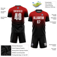 Custom Soccer Jersey - Red White-Black Sublimation Fade Fashion Uniform
