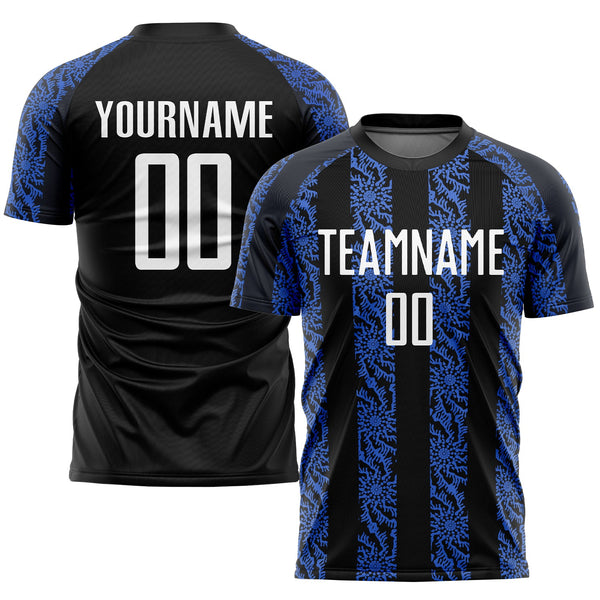 Custom Soccer Jersey - Black White-Royal Sublimation Uniform