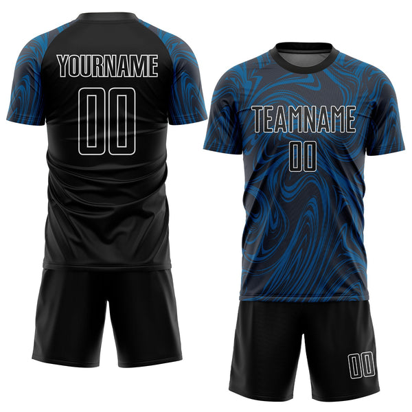 Custom Soccer Jersey - Royal Black-White Sublimation Uniform