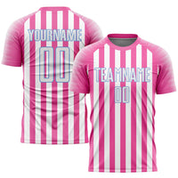 Custom Soccer Jersey - Pink White-Light Blue Sublimation Uniform