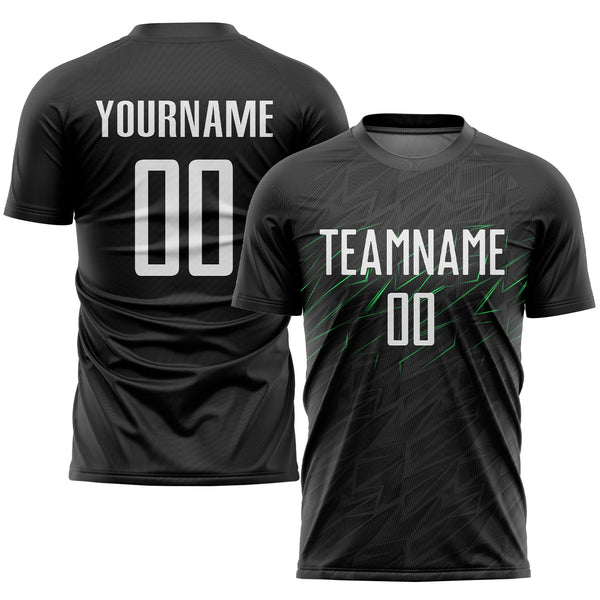 Custom Soccer Jersey - Black White-Neon Green Sublimation Uniform