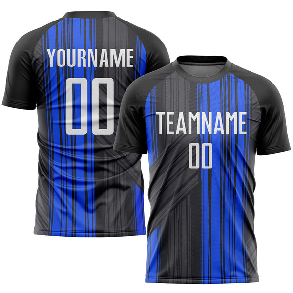 Custom Soccer Jersey - Black White-Royal Sublimation Uniform