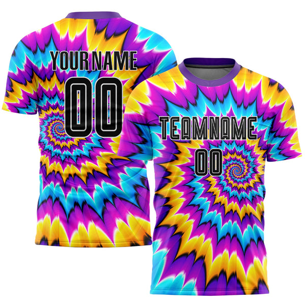 Custom Soccer Jersey - Tie Dye Black-White Sublimation Uniform