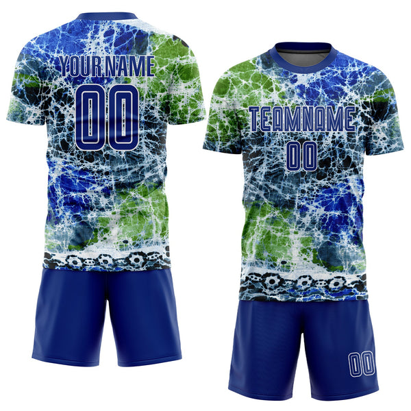 Custom Soccer Jersey - Tie Dye Royal-White Sublimation Uniform