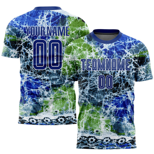 Custom Soccer Jersey - Tie Dye Royal-White Sublimation Uniform