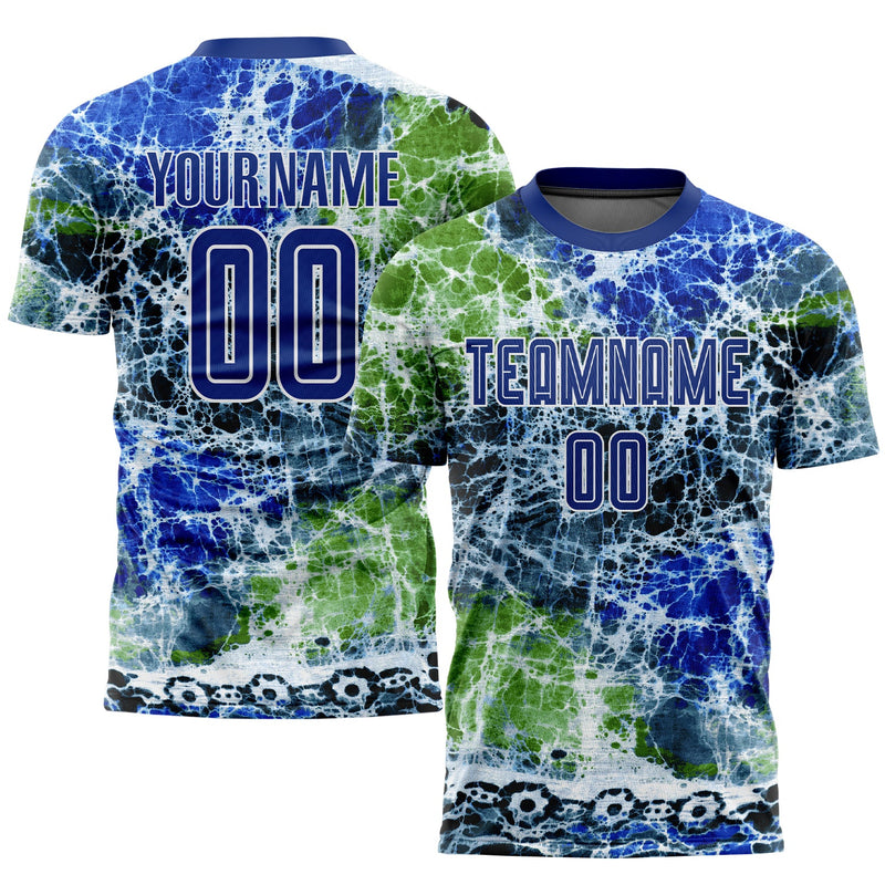 Custom Soccer Jersey - Tie Dye Royal-White Sublimation Uniform