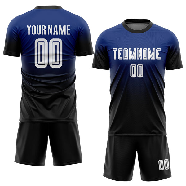 Custom Soccer Jersey - Royal White-Black Sublimation Fade Fashion Uniform