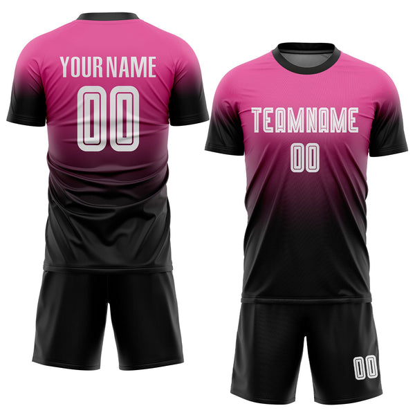 Custom Soccer Jersey - Pink White-Black Sublimation Fade Fashion Uniform
