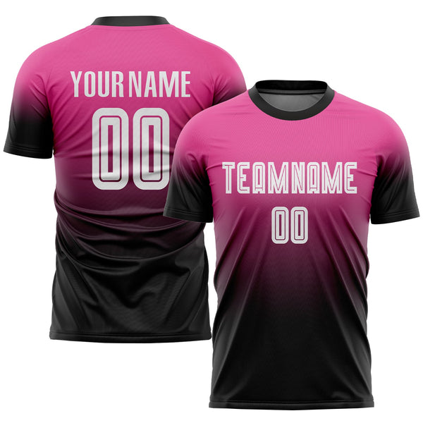 Custom Soccer Jersey - Pink White-Black Sublimation Fade Fashion Uniform