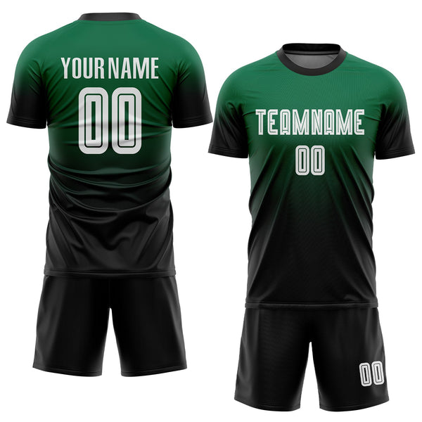 Custom Soccer Jersey - Kelly Green White-Black Sublimation Fade Fashion Uniform
