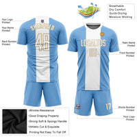 Custom Soccer Jersey - Light Blue White-Old Gold Sublimation Argentinian Flag Uniform