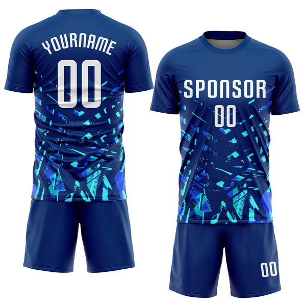 Custom Soccer Jersey - Royal White-Lakes Blue Sublimation Uniform