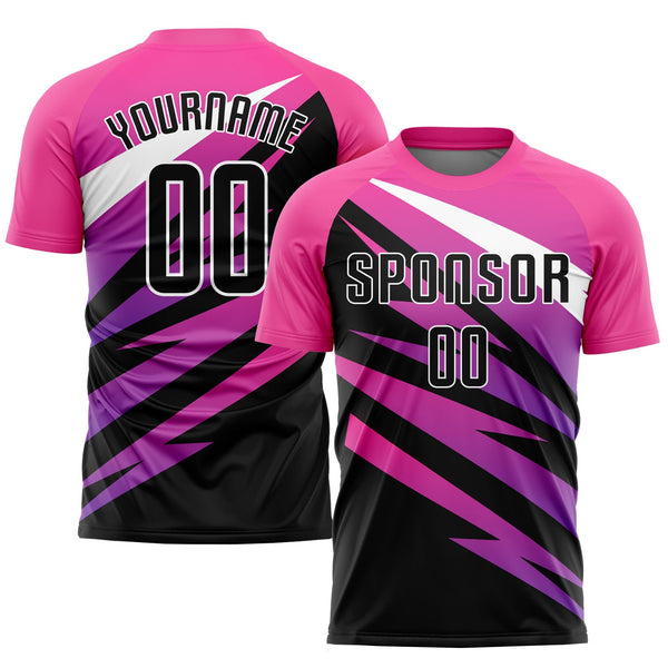 Custom Soccer Jersey - Pink Black-White Sublimation Uniform