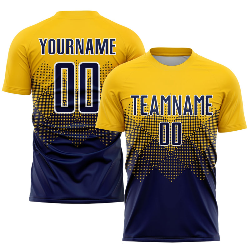 Custom Soccer Jersey - Gold Navy-White Sublimation Uniform