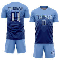 Custom Soccer Jersey - Light Blue Navy-White Sublimation Uniform