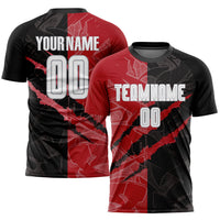 Custom Soccer Jersey - Graffiti Pattern White Black Red-Gray Scratch Sublimation Uniform