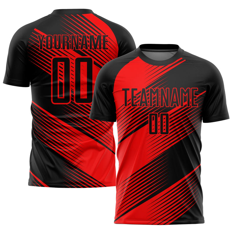 Custom Soccer Jersey - Red Black Sublimation Uniform