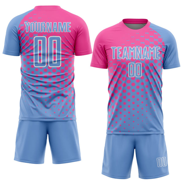 Custom Soccer Jersey - Light Blue Pink-White Sublimation Uniform