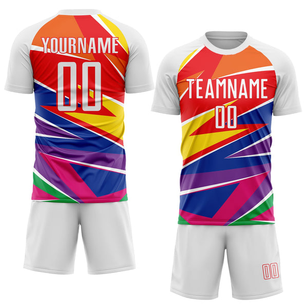 Custom Soccer Jersey - Figure White-Red Sublimation Uniform