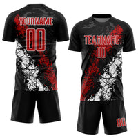 Custom Soccer Jersey - Black Red-White Sublimation Uniform