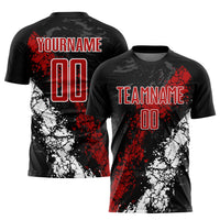 Custom Soccer Jersey - Black Red-White Sublimation Uniform