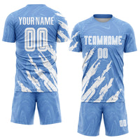 Custom Soccer Jersey - Light Blue White Sublimation Uniform