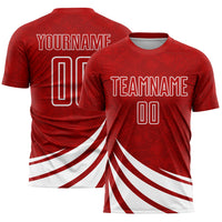 Custom Soccer Jersey - Red White Wind Shapes Sublimation Uniform