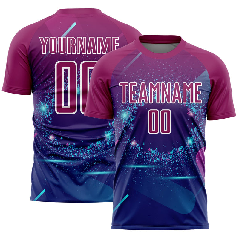 Custom Soccer Jersey - Royal Purple-White Stars And Lines Sublimation Uniform