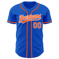 Custom Baseball Jersey - Thunder Blue Orange-White Authentic