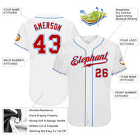 Custom Baseball Jersey - White Red-Light Blue Authentic