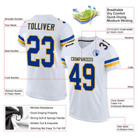 Custom Football Jersey - White Royal-Gold Mesh Authentic