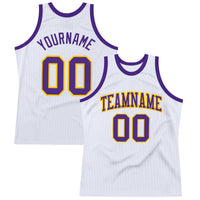 Custom Basketball Jersey - White Purple-Gold Authentic Throwback
