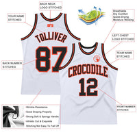 Custom Basketball Jersey - White Black-Orange Authentic Throwback