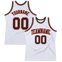 Custom Basketball Jersey - White Black-Orange Authentic Throwback
