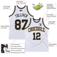 Custom Basketball Jersey - White Black-Old Gold Authentic Throwback