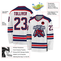 Custom Hockey Jersey - White Navy-Red