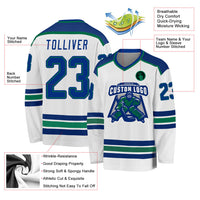 Custom Hockey Jersey - White Royal-Kelly Green