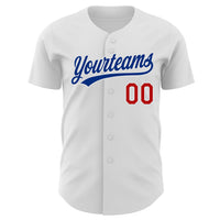 Custom Baseball Jersey - White Red-Royal Authentic